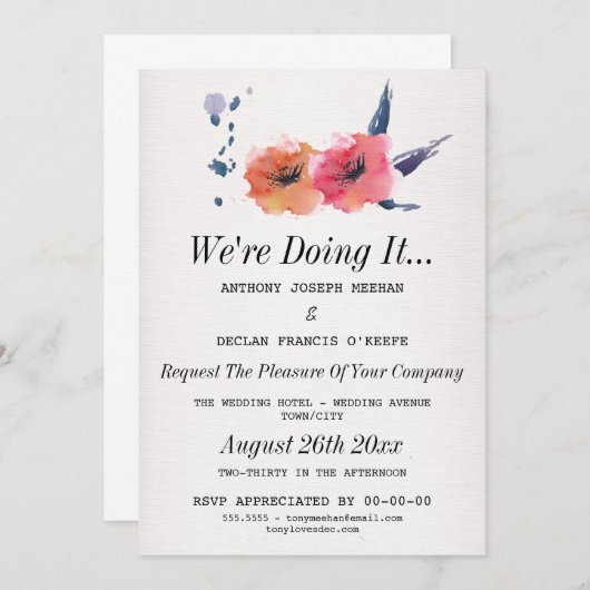 私達はそれを-花の陽気な結婚式招待状しています 招待状 (正面/裏面)