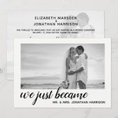 私達はちょうど氏夫人のたった今結婚しましたの披露宴になりましたPhoto 招待状 (正面/裏面)