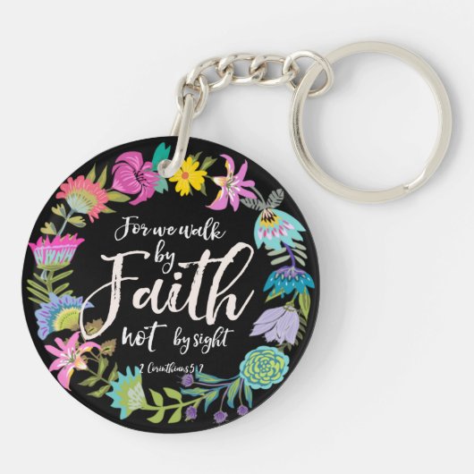 私達はのために視力によって信頼によってない歩きます、 キーホルダー (裏面)