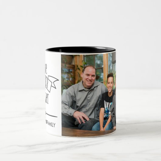 私達はよりよい一緒に名前をカスタムする及び家族写真です ツートーンマグカップ (中央)