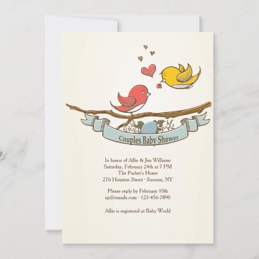 私達はカップルのベビーシャワーの招待状を期待しています 招待状 (正面)
