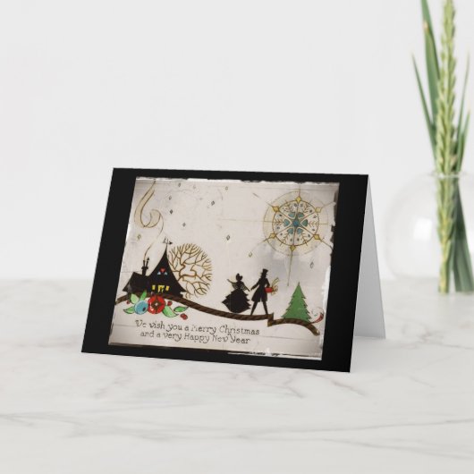 私達はメリークリスマスのシルエットを望みます シーズンカード (正面)