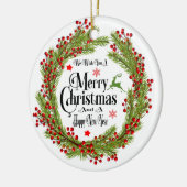 私達はメリークリスマスを円形のオーナメント望みます セラミックオーナメント (左)