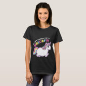 私達はユニコーンの黒のマタニティシャツを望んでいます Tシャツ (正面フル)
