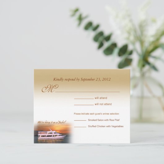 私達はヨットRSVPの応答カードのそれをしています 出欠カード (スタンド正面)