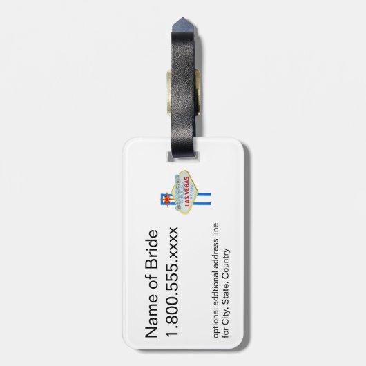 私達はラスベガスの結婚式の想い出の品に駆け落ちしました ラゲッジタグ (裏面縦)