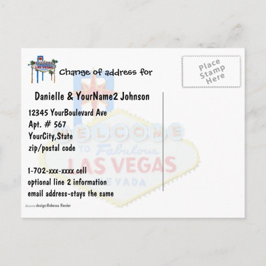 私達はラスベガスの赤い石渓谷の眺めを動かしました 案内ポストカード (裏面)