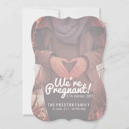 私達は妊娠したカスタマイズ妊娠の発表です 案内状 (正面)