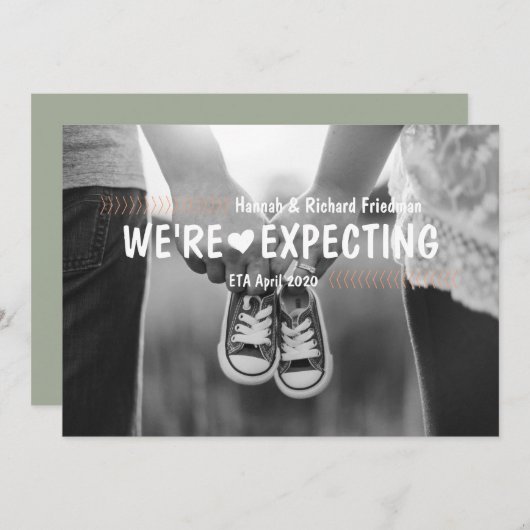 私達は妊娠の写真の発表を期待しています 案内状 (正面/裏面)