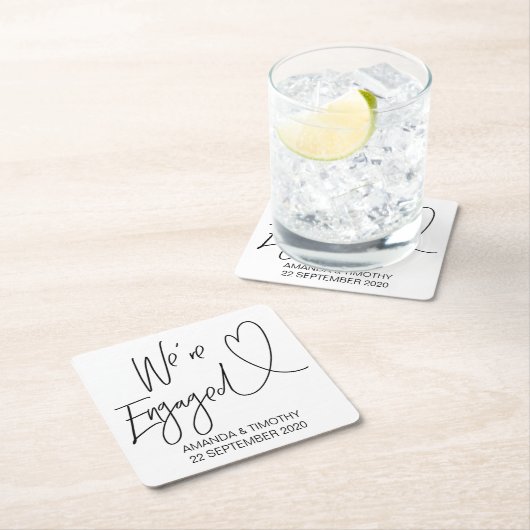 私達は婚約したな婚約パーティのコースターの装飾です スクエアペーパーコースター (インサイチュ)