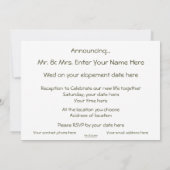 私達は山のヴィンテージで駆け落ちしました; Muir-Mtnsは呼びました 招待状 (裏面)