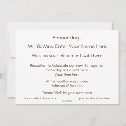 私達は山のヴィンテージで駆け落ちしました; Muir-Mtnsは呼びました 招待状 (裏面)