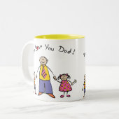 私達は幸せな父の日パパの漫画家族の愛します ツートーンマグカップ (正面左)