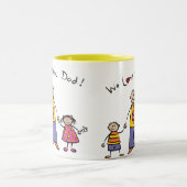 私達は幸せな父の日パパの漫画家族の愛します ツートーンマグカップ (中央)