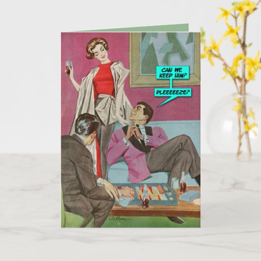 私達は彼を保ってもいいですか。 [おもしろいな挨拶状] カード (黄色い花)