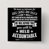 私達は憎悪犯罪ボタンのための許容を有しません 缶バッジ (正面)