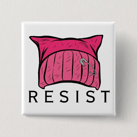 -私達は抵抗です-ピンクの帽子に抵抗して下さい 缶バッジ (正面)