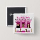 -私達は抵抗です-ピンクの帽子に抵抗して下さい 缶バッジ (正面&裏面)