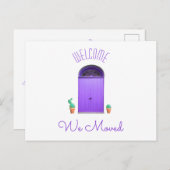 私達は新しい住所南西紫色のドアのサボテンを動かしました 案内ポストカード (正面/裏面)