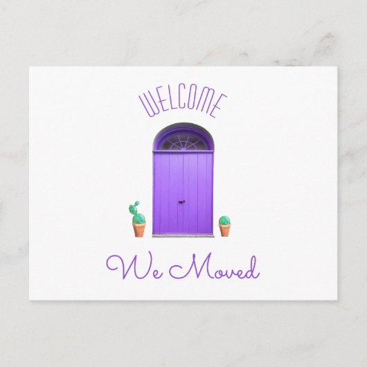 私達は新しい住所南西紫色のドアのサボテンを動かしました 案内ポストカード (正面)
