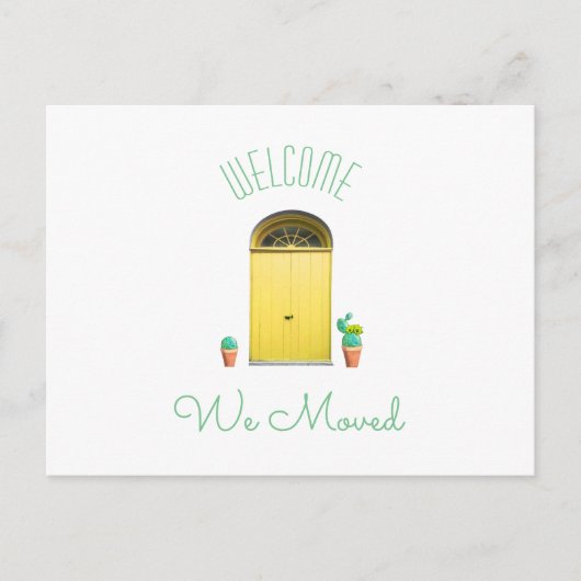 私達は新しい住所南西黄色いドアのサボテンを動かしました 案内ポストカード (正面)
