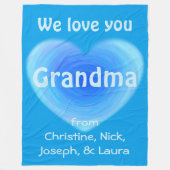 私達は日祖母の青いハートの祖父母の愛します フリースブランケット (正面)