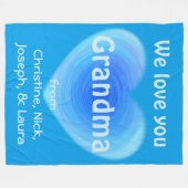 私達は日祖母の青いハートの祖父母の愛します フリースブランケット (正面(横))