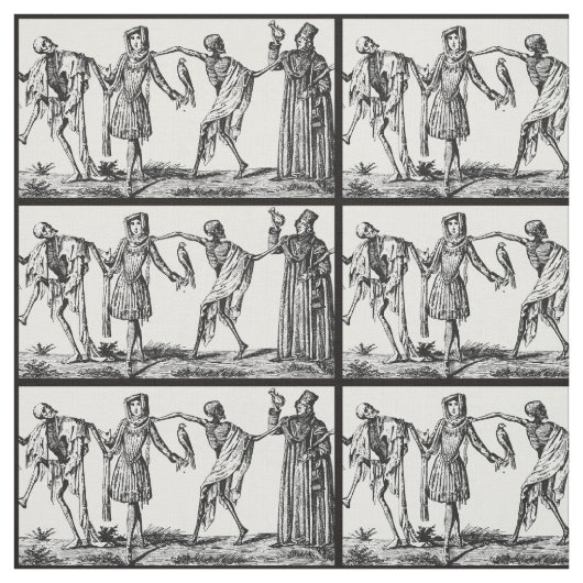 "私達は死"の黒いペストの生地と踊ります ファブリック (見本)