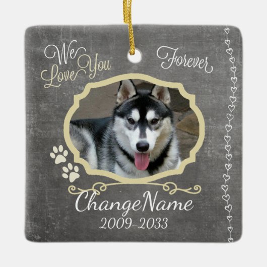 私達は永久に後をつけます記念の記念品の愛します セラミックオーナメント (正面)