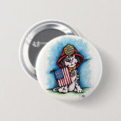 私達は決して9/11匹の消防士のダルマチア人を忘れません 缶バッジ (正面&裏面)