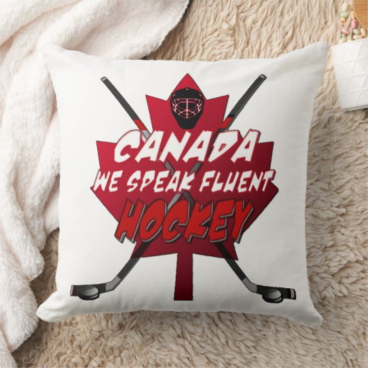 私達は流暢なホッケーのカナダのユーモアの枕を話します クッション (ブランケット)
