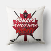 私達は流暢なホッケーのカナダのユーモアの枕を話します クッション (裏面)