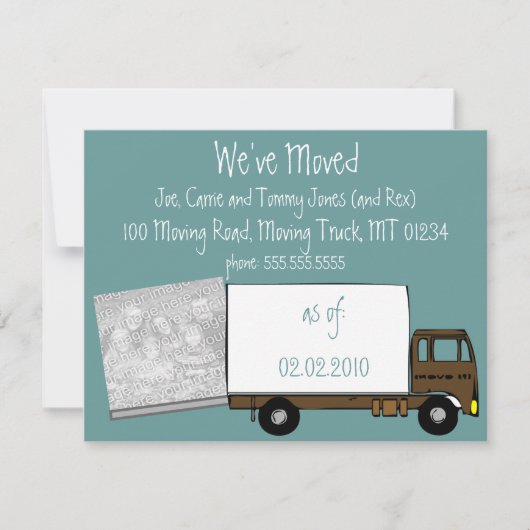 私達は発表カードを動かしています(家の写真と) 案内状 (正面)