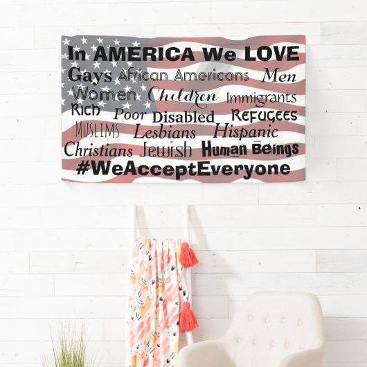 私達は皆をの反憎悪の抗議の印受け入れます 横断幕 (インサイチュ)