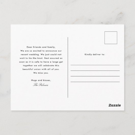 私達は知らせを待ちきれ結婚なかった ポストカード (裏面)