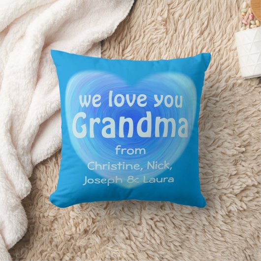 私達は祖母の青い水彩画のハートのモダン愛します クッション (ブランケット)