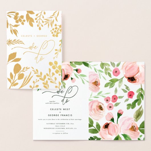 私達は花の水彩画をし、ホイルの結婚式を実在します 箔カード (ディスプレー)