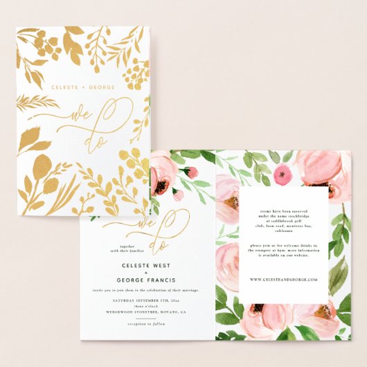 私達は花の水彩画をし、ホイルの結婚式を実在します 箔カード (ディスプレー)