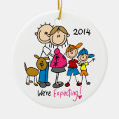 私達は2匹の男の子または犬のオーナメントが付いているカップルを期待しています セラミックオーナメント (正面)