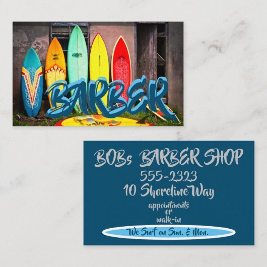 私達はaの日曜日及び月曜日のオーシャンブルーでサーフします 名刺 (正面/裏面)