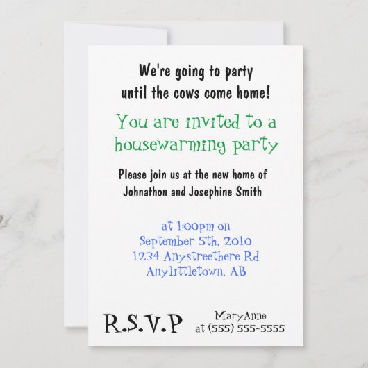 私達はMOOO牛引っ越し祝いパーティーのパーティーを動かしました 招待状 (裏面)