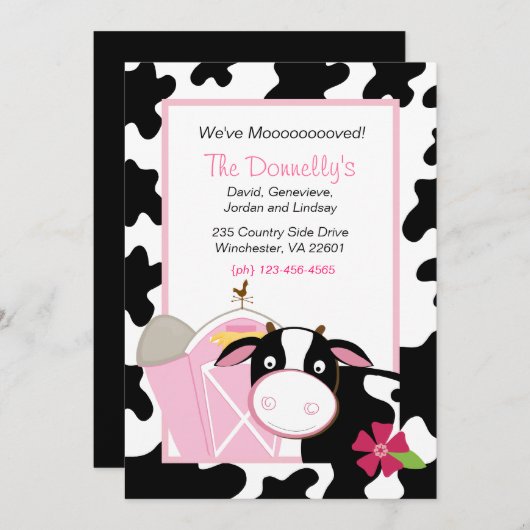 私達はMoooooved牛移動招待状を有します 案内状 (正面/裏面)