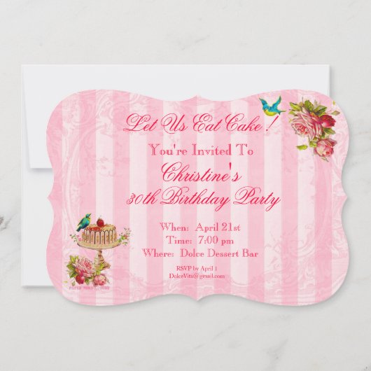 私達をケーキのパーティの招待状を食べることを許可して下さい 招待状 (裏面)