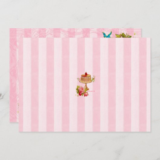 私達をケーキのパーティの招待状を食べることを許可して下さい 招待状 (正面/裏面)