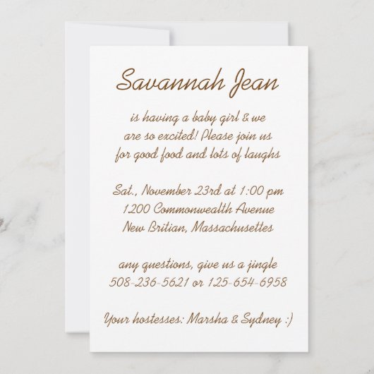 私達をベビーシャワーの招待結合して下さい 招待状 (裏面)