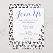 私達をリハーサルの夕食の招待|の青く白い灰色結合して下さい 招待状 (正面/裏面)