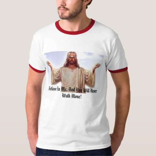 私達を天国の父に祈ることを許可して下さいで…信じて下さい Tシャツ (正面)
