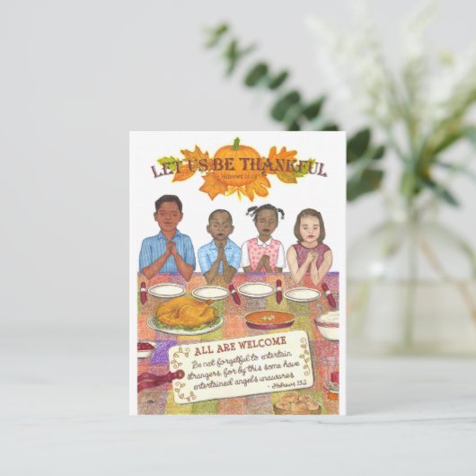 私達を感謝している感動的な郵便はがきがあることを許可して下さい シーズンポストカード (スタンド正面)