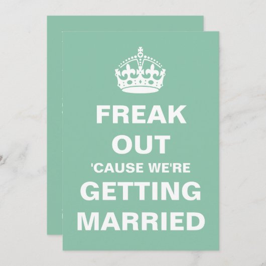 私達を結婚しています結婚式の招待をひどく神経質にして下さい 招待状 (正面/裏面)