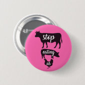 私達を食べる停止-ビーガンの動物権のバッジボタン 缶バッジ (正面&裏面)